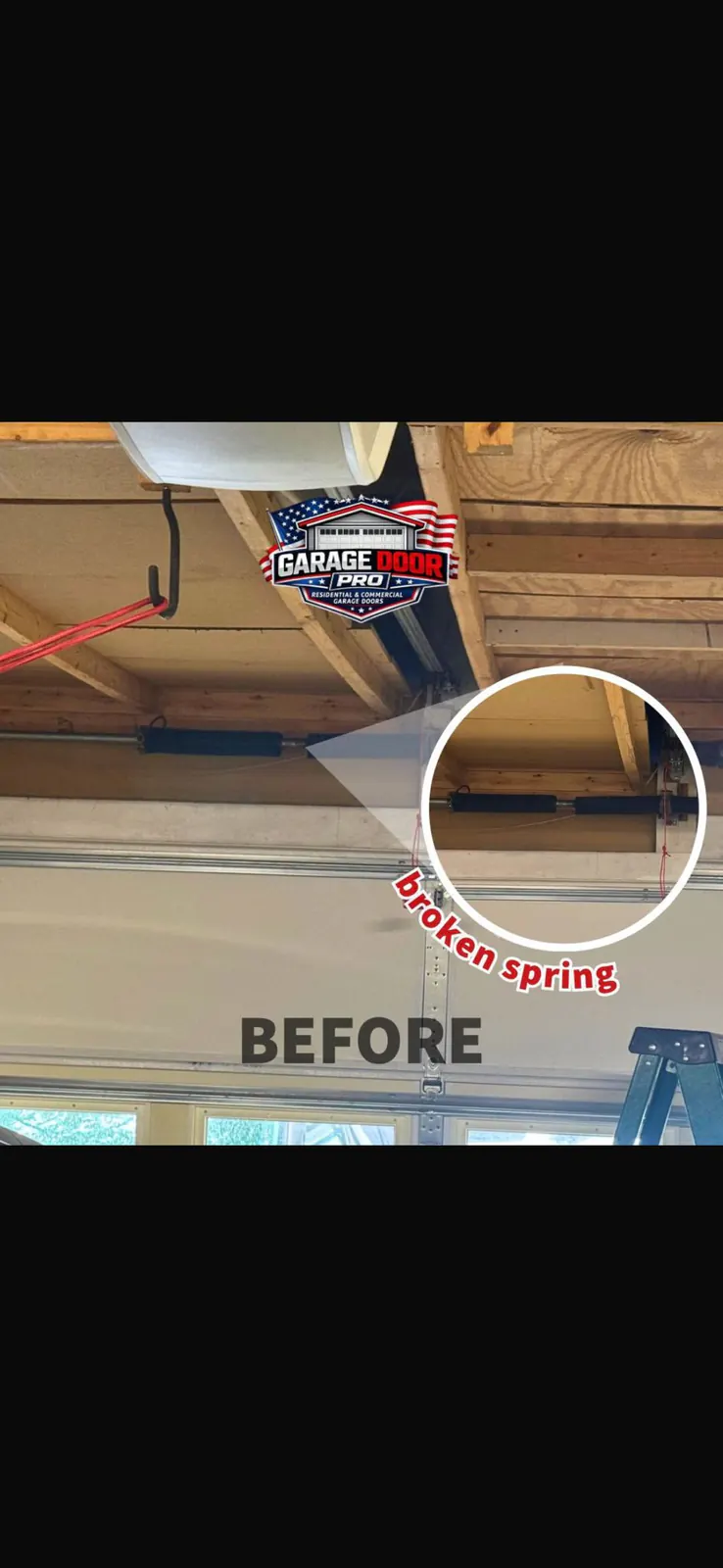 Garage door before repair and opener replacement work